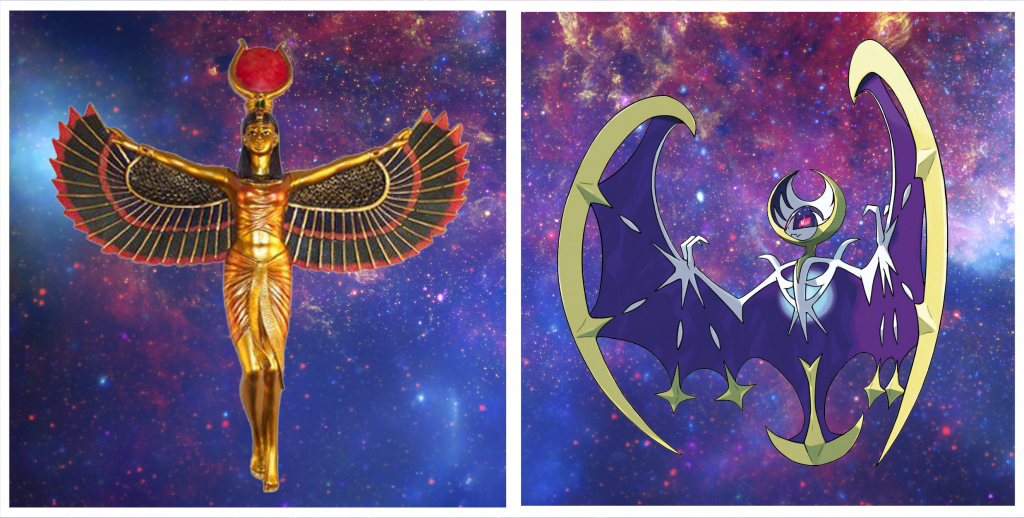 The Egyptian Goddess Isis compared to the Legendary Pokemon Lunala