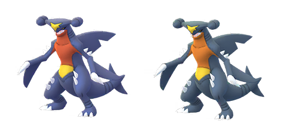 Garchomp and Shiny Garchomp from Pokémon GO