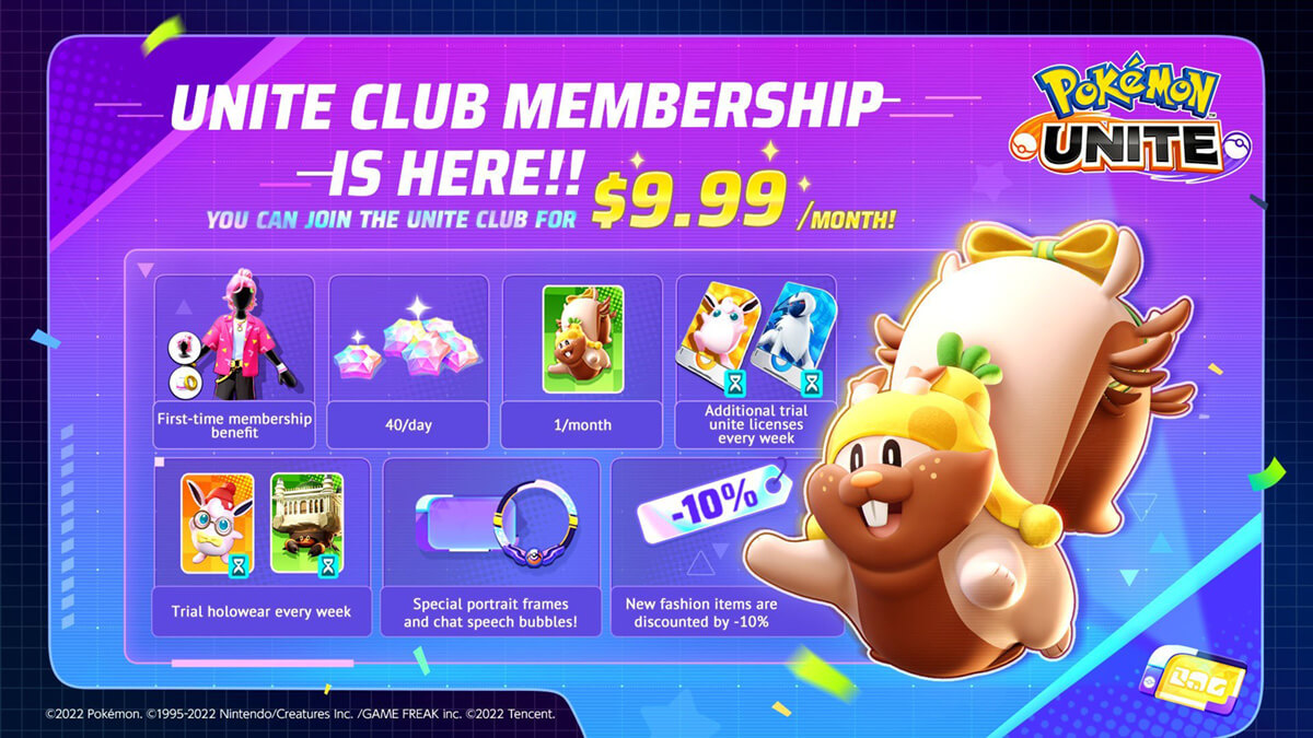 Pokémon UNITE Club membership benefits