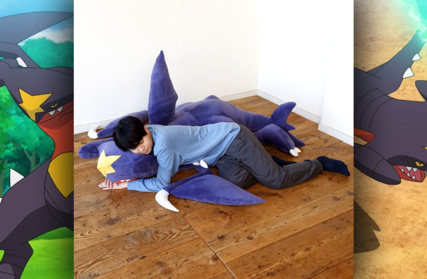 Giant Garchomp plushie capturing hearts of Pokémon fans