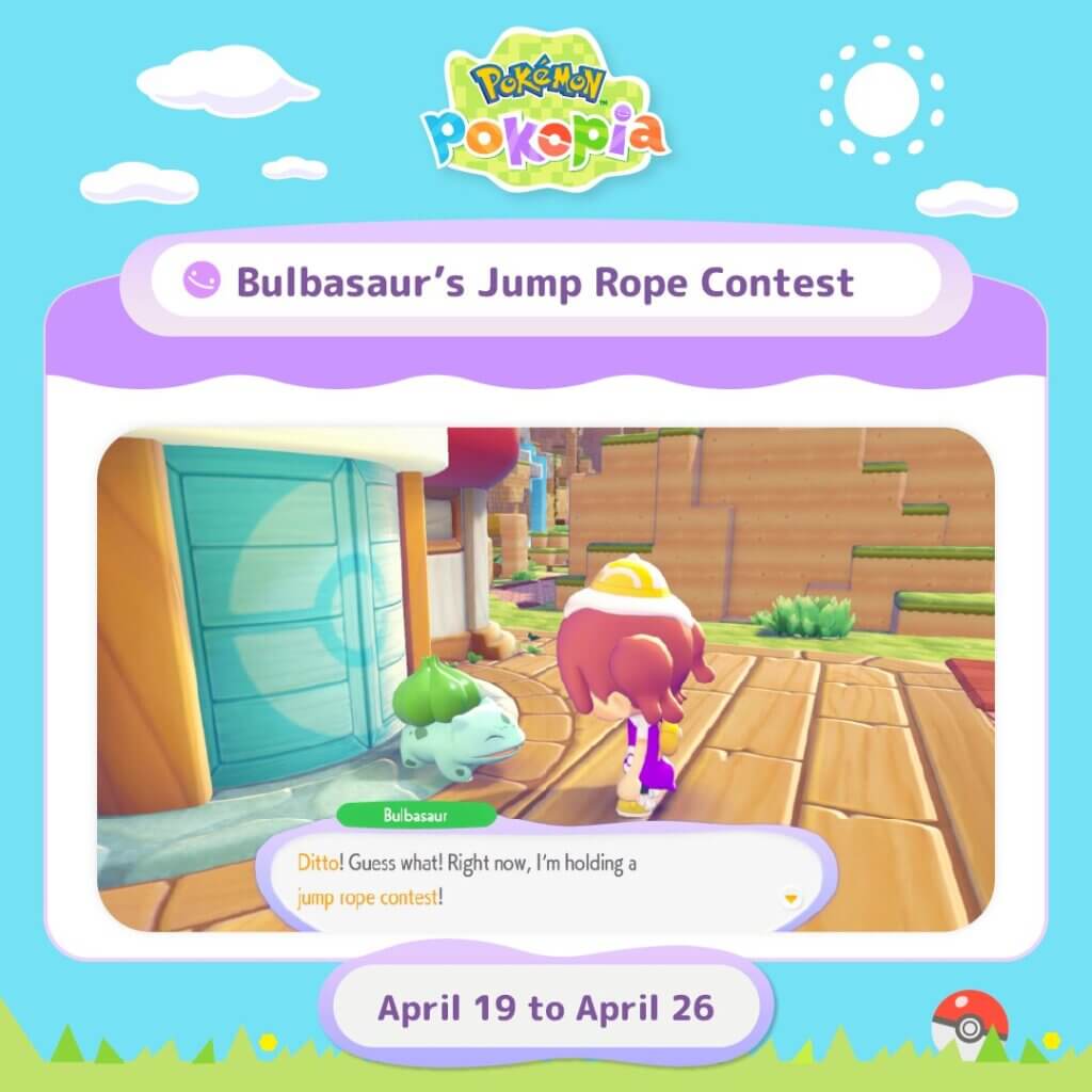 Bulbasaur’s Jump Rope Contest event starting soon in Pokémon Pokopia ...