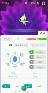 Celebi gift for completing the FireRed and LeafGreen Pokédex in HOME