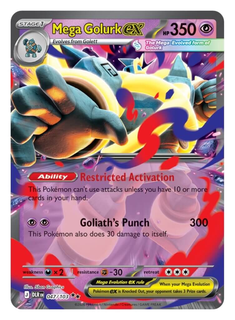 Mega Golurk ex from the Mega Evolution—Delta Reign Pokémon TCG expansion