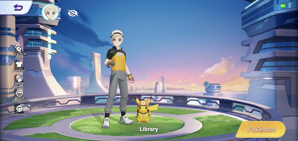 Pokémon UNITE Library home screen
